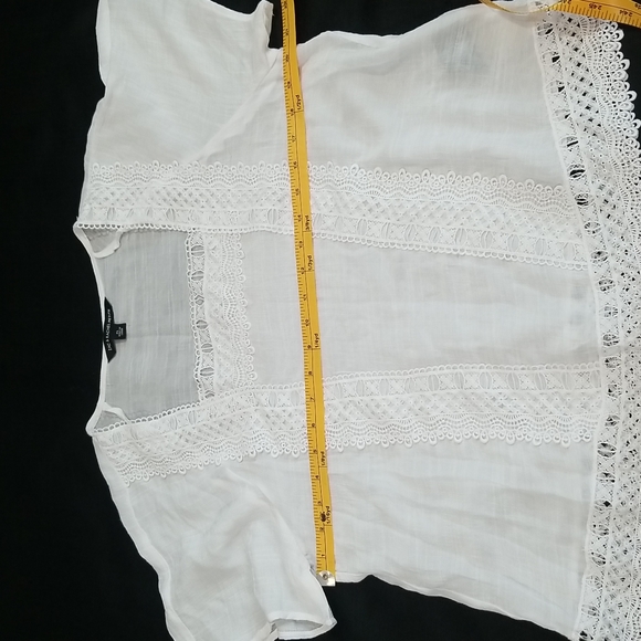 Zac & Rachel Square Neckline Short Sleeves White Top. Size PL - Picture 9 of 12